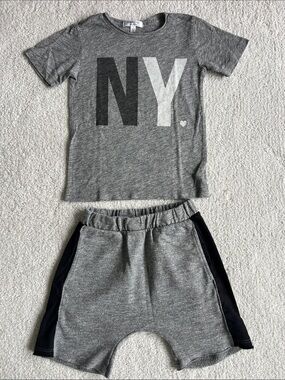 Joah Love Kids Grey 'NY' Matching Tee & Shorts Set - size 5